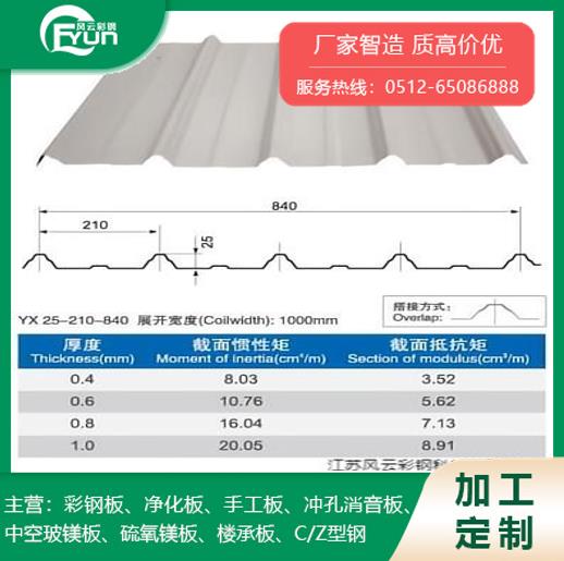 YX25-210-840屋面彩钢压型板